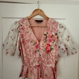 HEMANT & NANDITA Pink Floral Blouse